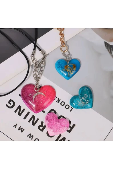 Siliko World Çoklu Kolye Küpe Anahtarlık Bileklik Epoksi Reçine Kalıpları Aşk Şekli 4 Farklı Boy - 6