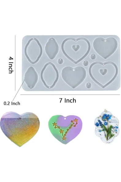 Siliko World Epoksi Kalıp Silikon Kalp Şekiller Küpe Anahtarlık Takı Kalıbı - 2