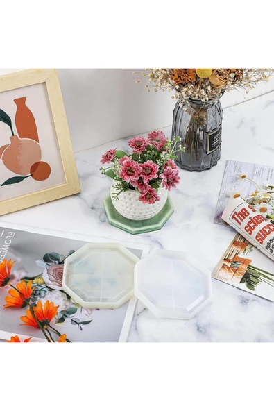 Siliko World Epoksi Beton Altıgen Saksı Bardak Altlığı Silikon Kalıbı - 5