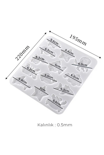 Siliko World Epoksi Silikon Kalıp Deniz Canlıları Anahtarlık Kolye Kalıbı - 4
