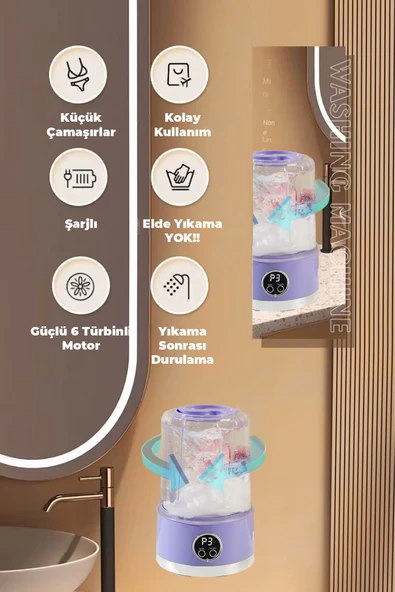 ROBO Şarjlı Taşınabilir Çamaşır Makinesi - 3