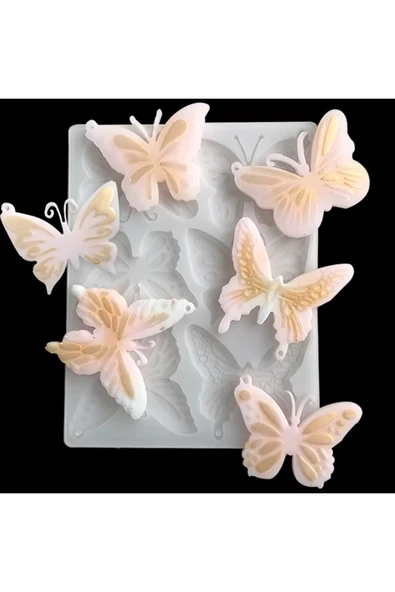 Siliko World Çoklu Kolye Küpe Toka Anahtarlık Epoksi Reçine Silikon Kalıp Kelebek Figürleri