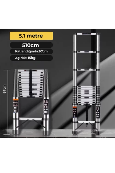 ROBO Paslanmaz Çelik Katlanır Merdiven 5.1 Metre - 2