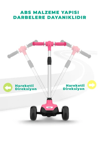 ROBO Elektrikli 3 Tekerlekli Çocuk Scooter Pembe - 5