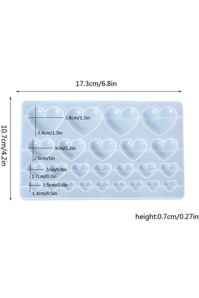 Siliko World Çoklu Kolye Küpe Anahtarlık Bileklik Epoksi Reçine Kalıpları Aşk Şekli 4 Farklı Boy - 5
