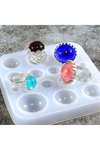 Siliko World Silikon Epoksi Reçine Kalıbı Yarım Küre Yüzük Taşı Kalıbı