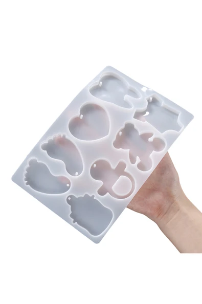 Siliko World Silikon Epoksi Bebek Ayak Emzik Diş Biberon Anahtarlık Kalıbı - 4
