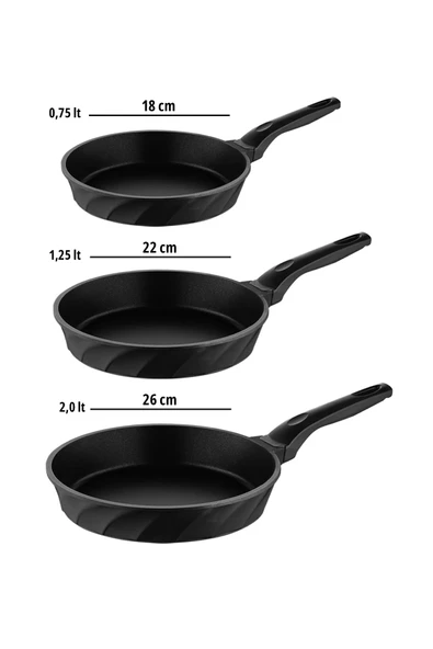 Vento 9 Parça Döküm Tava Sahan Seti (Siyah) - Resim 4