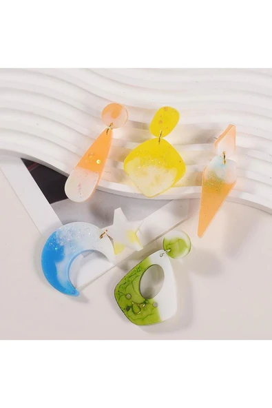 Siliko World Epoksi Silikon Kalıp Çoklu Anahtarlık Damla Üçgen Delikli Kolye Küpe Kalıbı - 5