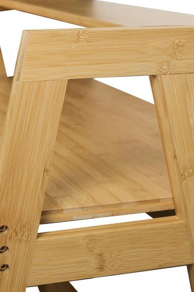 Digithome Bambu Masif Çalışma Masası 1 Raflı Kitaplıklı Ofis Bilgisayar Masası DB-0030 - 5