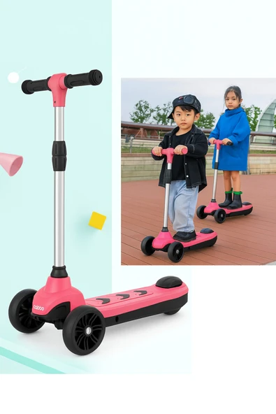 ROBO Elektrikli 3 Tekerlekli Çocuk Scooter Pembe - 4