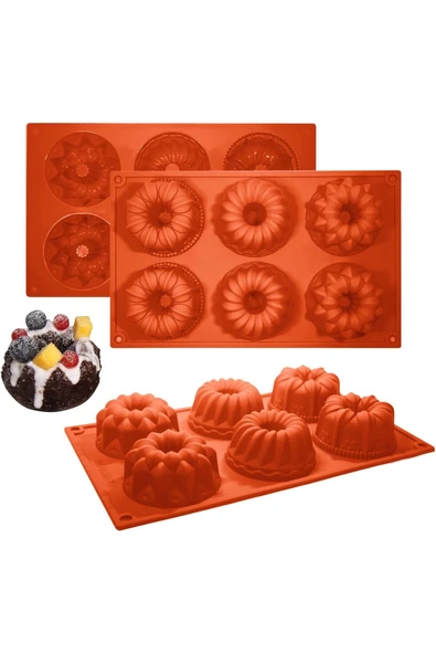 Siliko World Silikon Pasta Kek Ve Kurabiye Kalıbı 6'lı Kek Kalıbı - 5