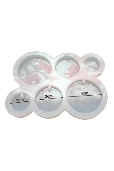 Siliko World Silikon Epoksi 6’lı Yuvarlak Daire Kolye  Küpe Kalıbı - 4