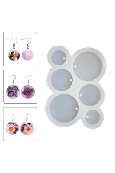 Siliko World Silikon Epoksi 6’lı Yuvarlak Daire Kolye  Küpe Kalıbı - 2