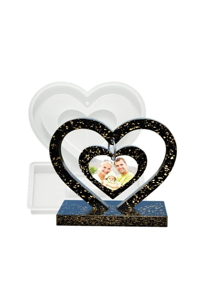 Siliko World Silikon Epoksi Reçine Kalp Fotoğraf Çerçevesi Kalıbı - 4