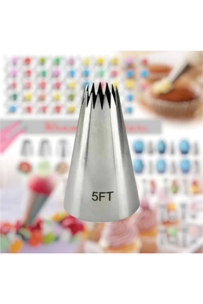 Siliko World Paslanmaz Çelik Krema Sıkma Torbası Ucu (Şanti Torbası Ucu, Çim Duy) 1 Adet + 4 Adet Şanti Torbası