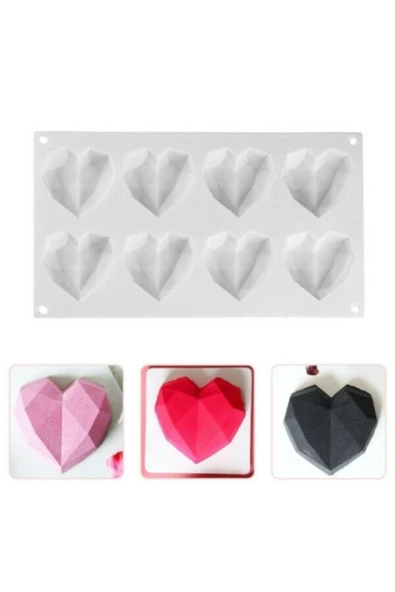Elit parti Silikon Elmas Kalp Kalıp (8' Li) 7699