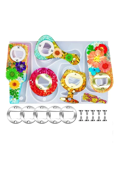 Siliko World Epoksi Çoklu Şişe Açacak Kalıbı Silikon + Metal Aparat Seti ürün görseli