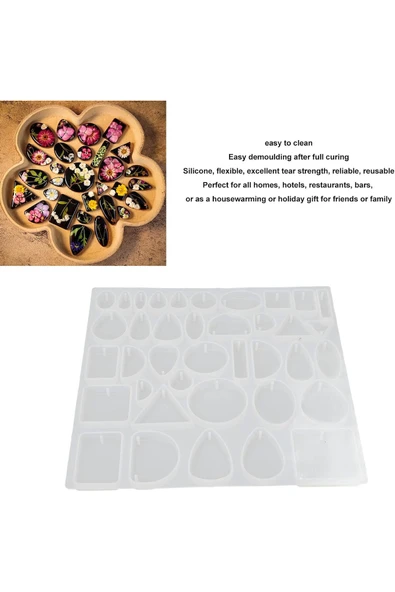 Siliko World Epoksi Reçine Silikon Kalıp Küpe Kolye Anahtarlık Kalıbı - 5