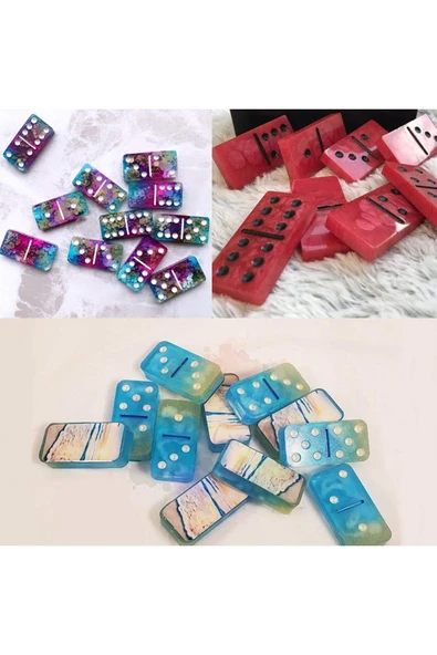 Siliko World Epoksi Domino Taşları Silikon Kalıbı 2 Parça - 5