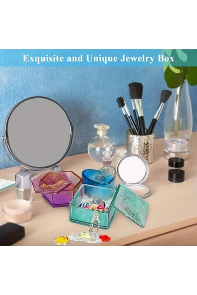 Siliko World Epoksi Kare Kapaklı Mücevher Takı Kutusu Silikon Kalıbı - 8