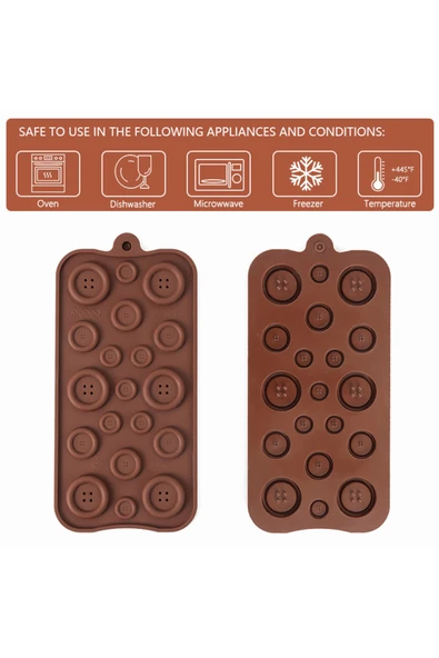 Siliko World Silikon Çikolata Kalıbı Düğme Desenli - 6