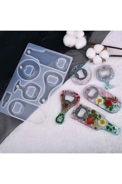 Siliko World Epoksi Çoklu Şişe Açacak Kalıbı Silikon + Metal Aparat Seti - Resim 3