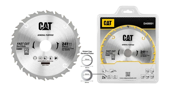 CAT DA08001 184x30mm Ahşap Kesme Elmas, Daire Testere Bıçağı 24 Diş - 2