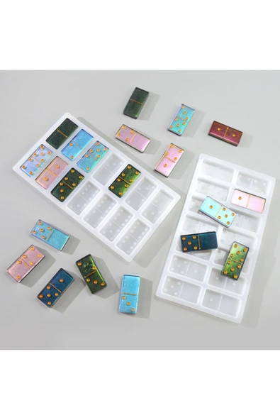 Siliko World Epoksi Domino Taşları Silikon Kalıbı 2 Parça