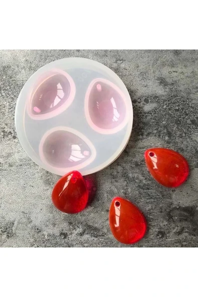 Siliko World Silikon Epoksi 3lü Damla Kolye Ve Küpe Kalıbı - 5