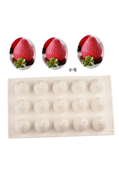 Siliko World Çilek Desenli Silikon Kek Jöle Sabun Çikolata Mum Kek Kalıbı - 2