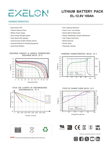 Exelon 12.8V 100 Ah Lityum Akü - Resim 4