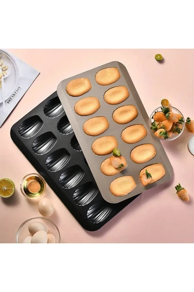 Siliko World Madeleine Pişirme Tepsisi Yapışmaz Çay Keki Tepsisi, Kek Kalıbı, Çarpılmaya Dayanıklı Karbon Çelik - 8