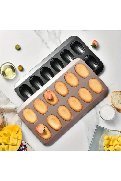 Siliko World Madeleine Pişirme Tepsisi Yapışmaz Çay Keki Tepsisi, Kek Kalıbı, Çarpılmaya Dayanıklı Karbon Çelik - 5