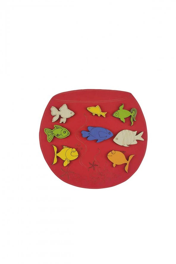 Bereket Tasarım Ahşap Puzzle 8 Parça Akvaryum Modeli - Kırmızı - 4