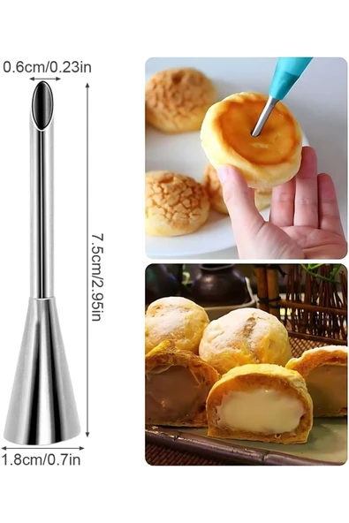 Siliko World Paslanmaz Çelik Krema Sıkma Torbası Ucu (ŞANTİ TORBASI UCU, DUY) 1 Adet 4 Adet Şanti Torbası - 3