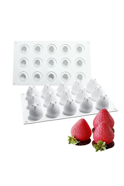 Siliko World Çilek Desenli Silikon Kek Jöle Sabun Çikolata Mum Kek Kalıbı - 4