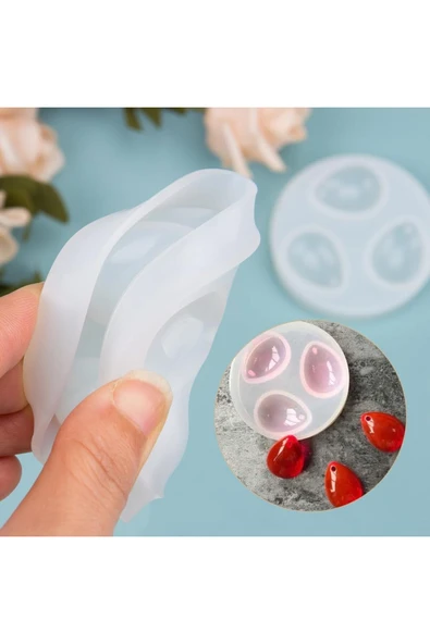 Siliko World Silikon Epoksi 3lü Damla Kolye Ve Küpe Kalıbı - 4