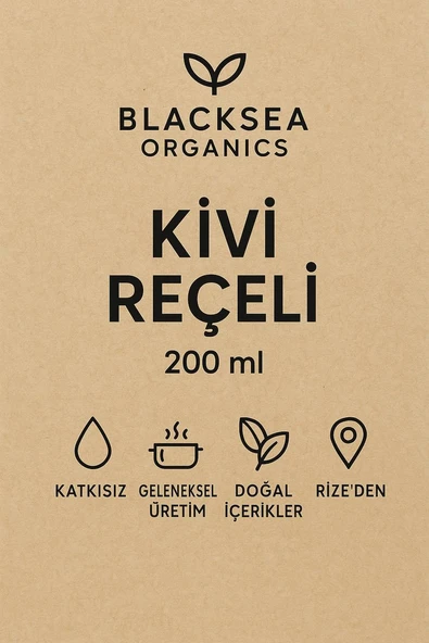 Doğal Kivi Reçeli 200 ml  Katkısız  Geleneksel Yöntemlerle Hazırlanmış  BlackSea Organics - Resim 4