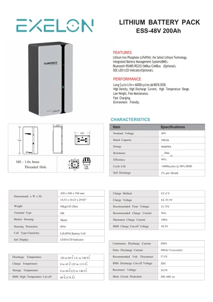 Exelon Ess 48V 100Ah Duvar Tipi Lityum Akü - 3