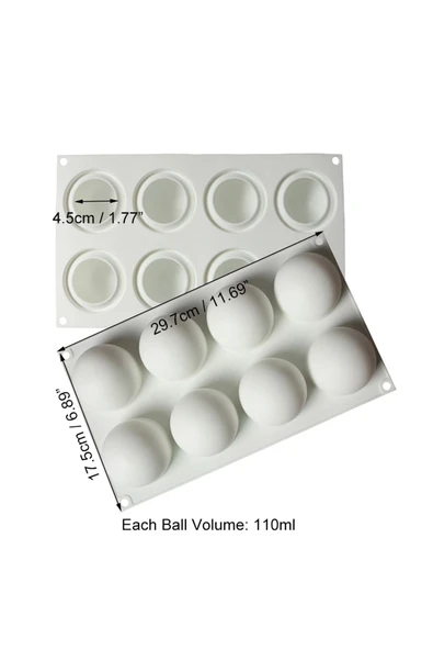 Siliko World Silikon Kek Pasta Sabun Ve Mum Kalıbı Küre Şekilli 8'li - 5