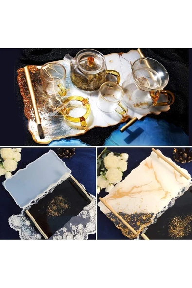 Siliko World Silikon Epoksi Dalgalı Tepsi Kalıbı ve Kulp Kalıbı Set - 2