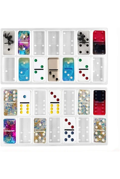 Siliko World Epoksi Domino Taşları Silikon Kalıbı 2 Parça - 4