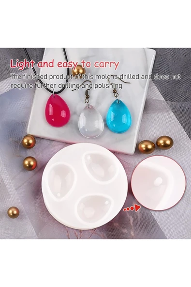 Siliko World Silikon Epoksi 3lü Damla Kolye Ve Küpe Kalıbı