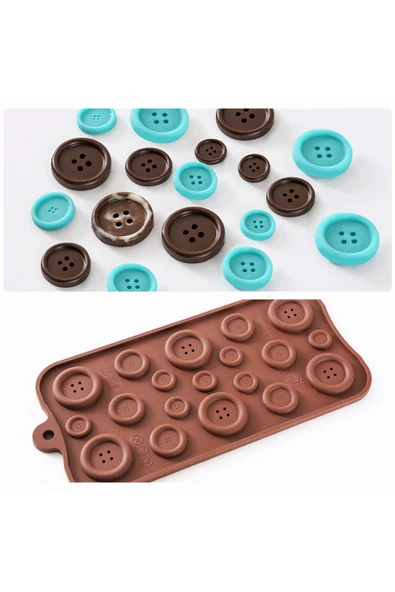 Siliko World Silikon Çikolata Kalıbı Düğme Desenli - 5