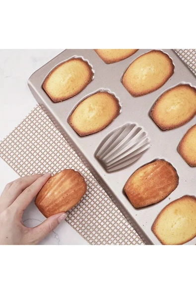 Siliko World Madeleine Pişirme Tepsisi Yapışmaz Çay Keki Tepsisi, Kek Kalıbı, Çarpılmaya Dayanıklı Karbon Çelik - 3
