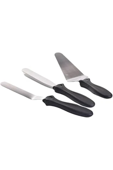 Epatim acelya Paslanmaz Çelik Kaymaz Saplı 3'lü Spatula Seti Star Shop Trend 1058548