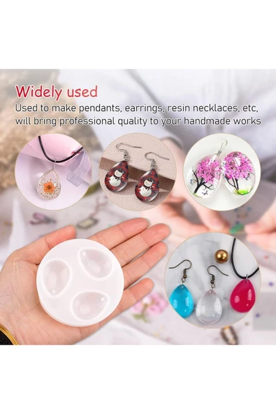Siliko World Silikon Epoksi 3lü Damla Kolye Ve Küpe Kalıbı - 2