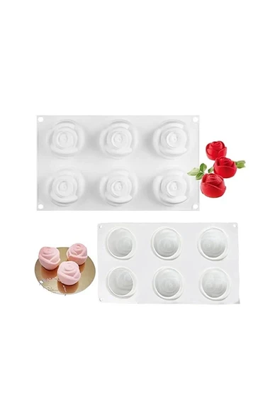 Siliko World Gül Desenli Silikon Kek Pasta Sabun Ve Mum Çikolata Kalıbı