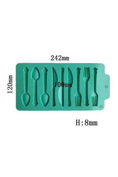 Siliko World Silikon Çatal Kaşık Bıçak Çikolata Kalıbı - Resim 3